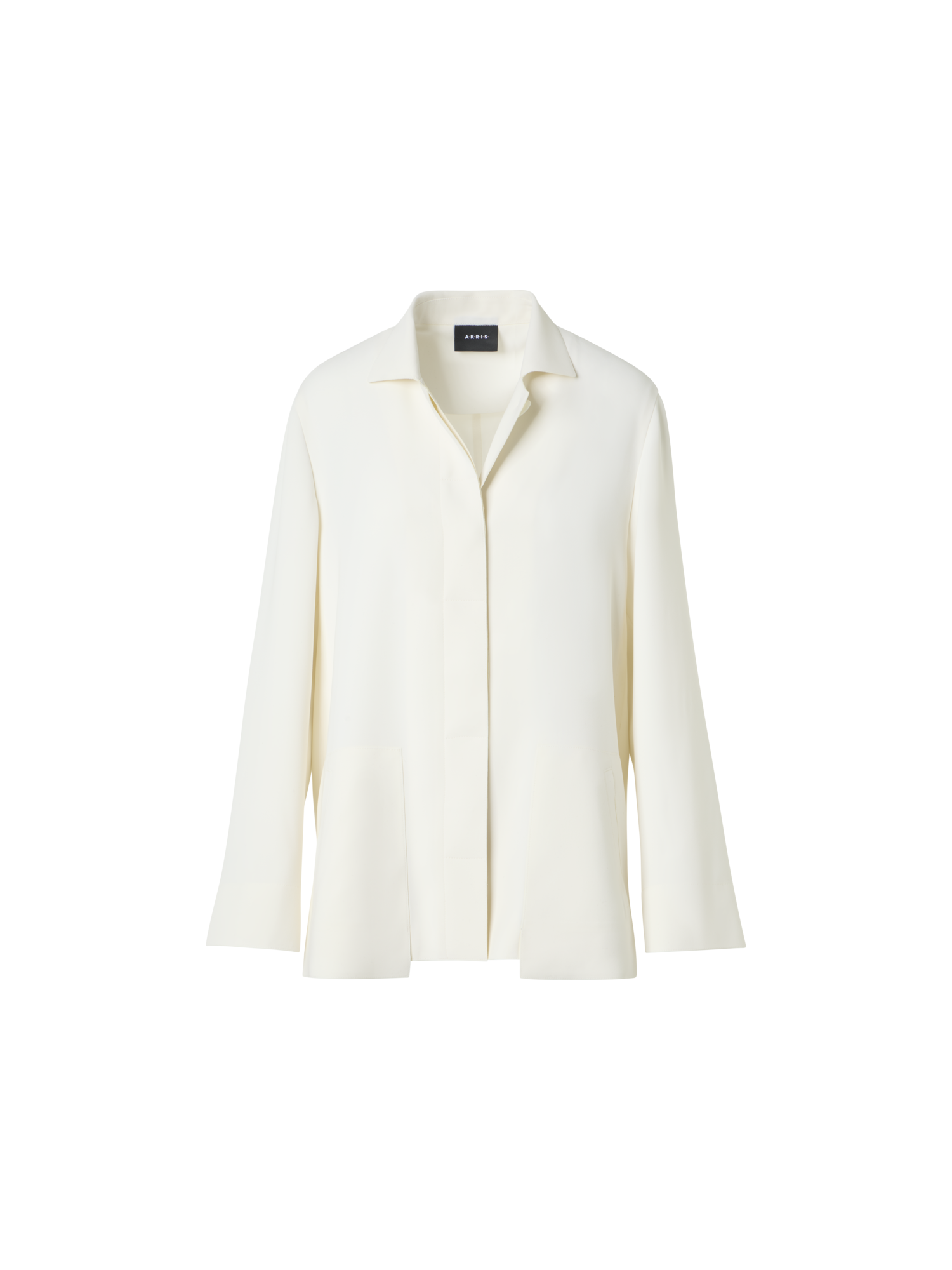 Designer Harp Long Techno Crêpe Jacket with Patch Pocket - ecru