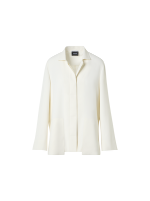 Designer Harp Long Techno Crêpe Jacket with Patch Pocket - ecru