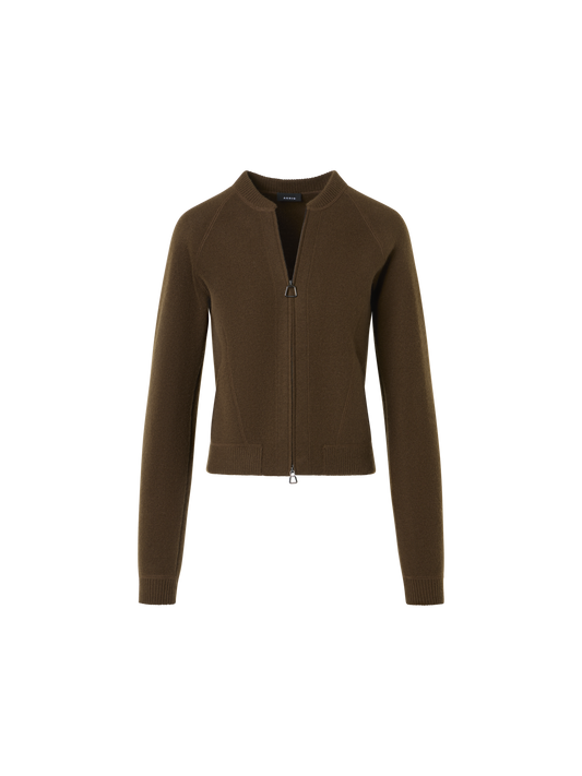 Designer Short Cashmere Piqué Cardigan