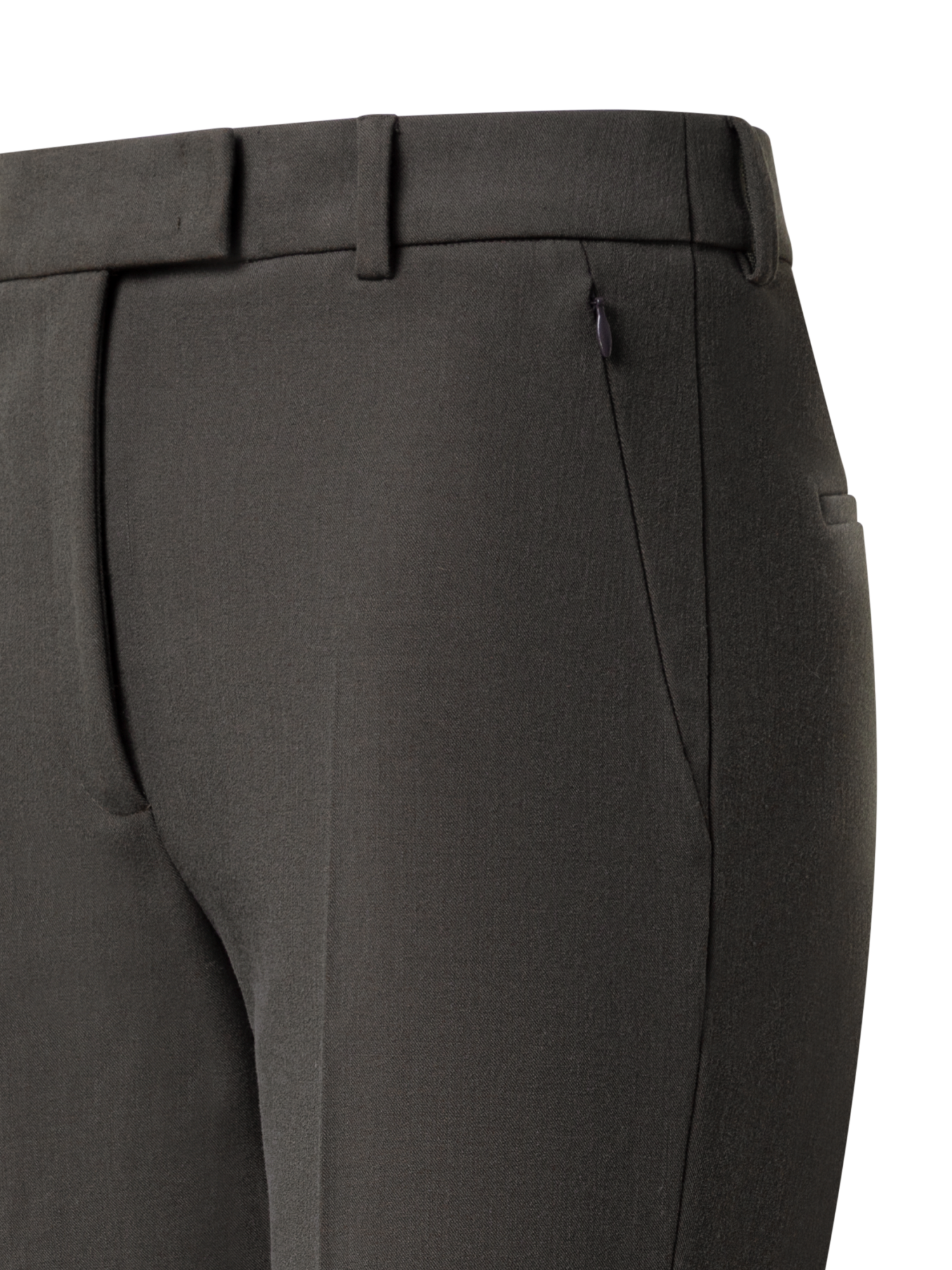 Designer Cropped Straight Lyocell Wool Stretch Pants - green