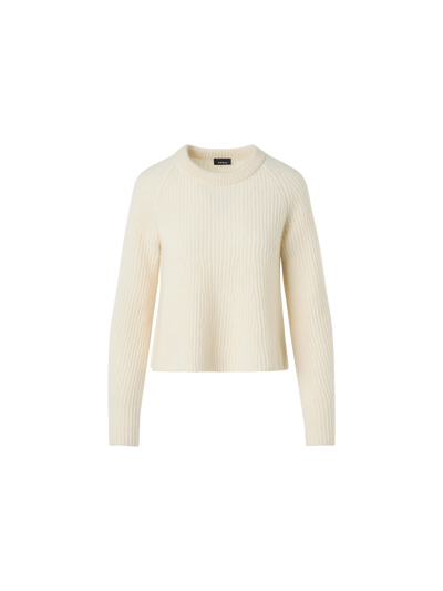 Designer Cashmere-Silk Ribbed Sweater - ecru