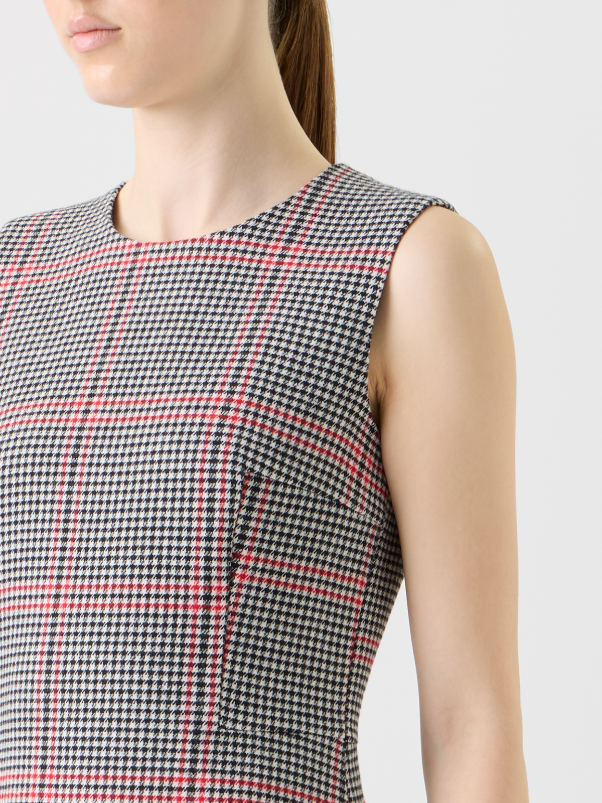 Designer Asymmetrical Glencheck Midi Dress - black - multicolor #editorial