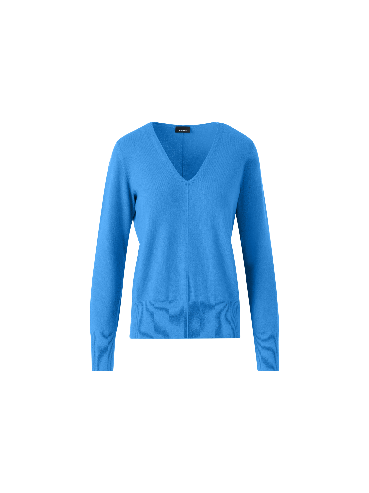 Designer Pure Cashmere V-Neck Sweater - blue