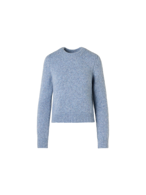 Designer Relaxed Knit Sweater in Fluffy Alpaca - blue