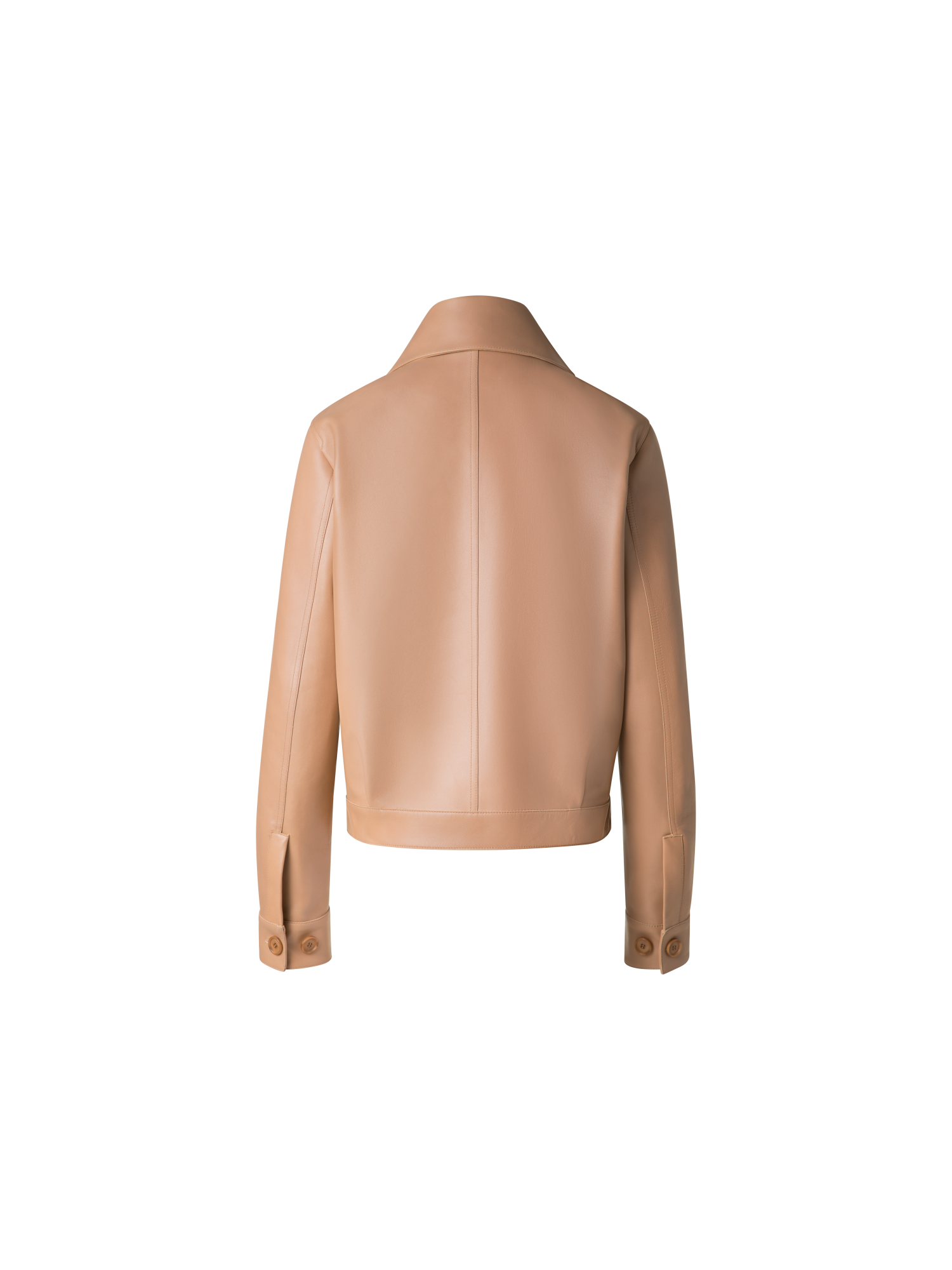 Designer Asymmetrical Trench Leather Jacket - neutral - pastel - beige