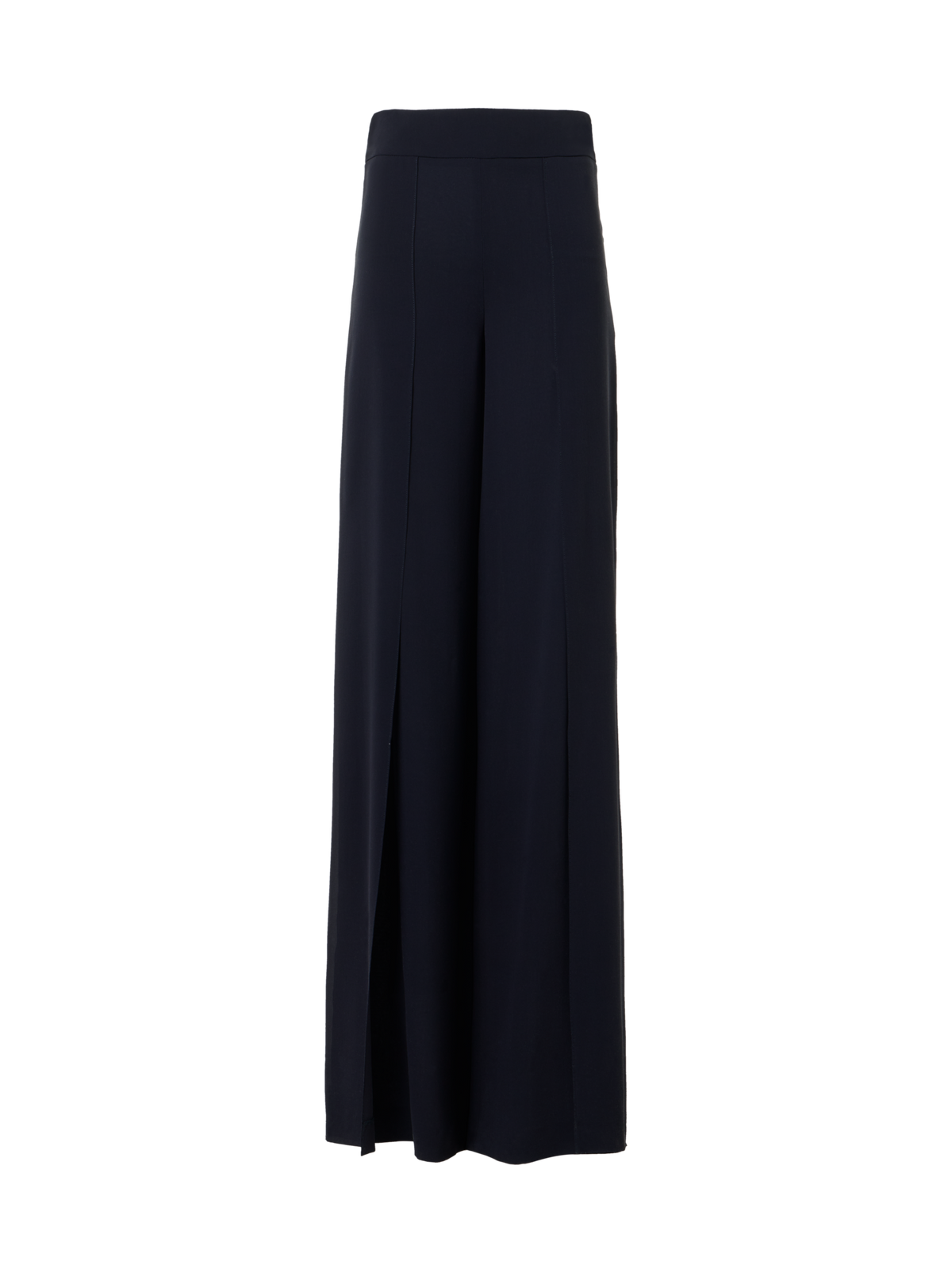 Designer Wide Silk Pants with Slits - navy