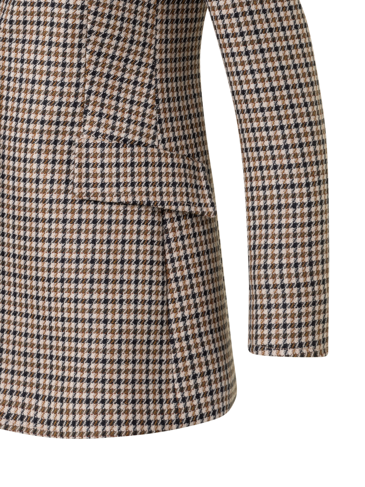 Designer Long Virgin Wool Houndstooth Boyfriend Blazer