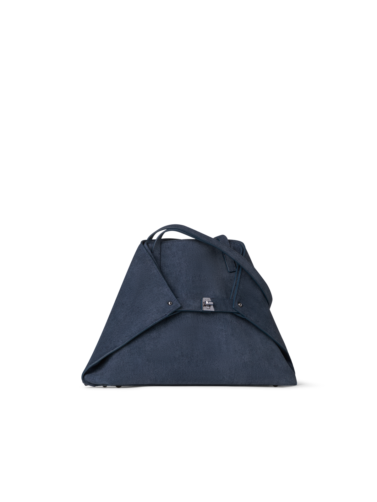 Designer Ai Small Shoulder Tote - navy - blue