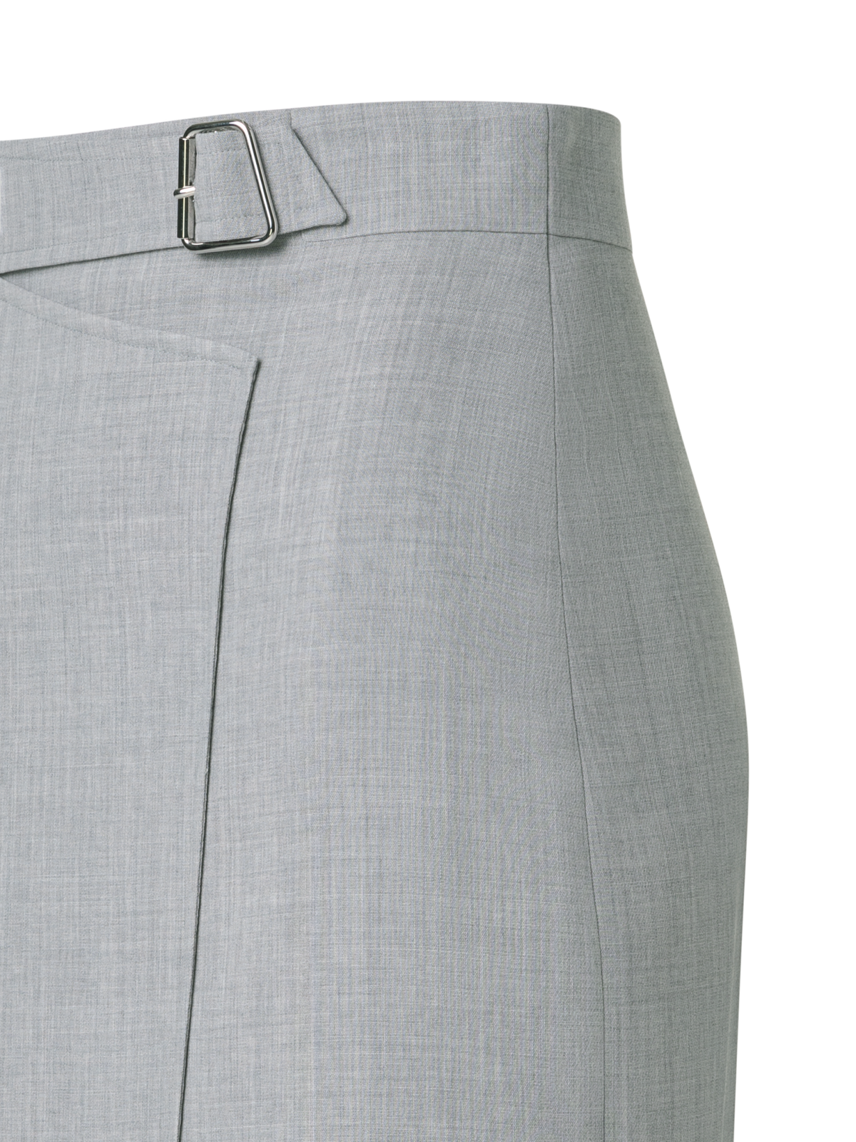 Designer Wool Double-Face Wrap Effect Pencil Skirt - grey