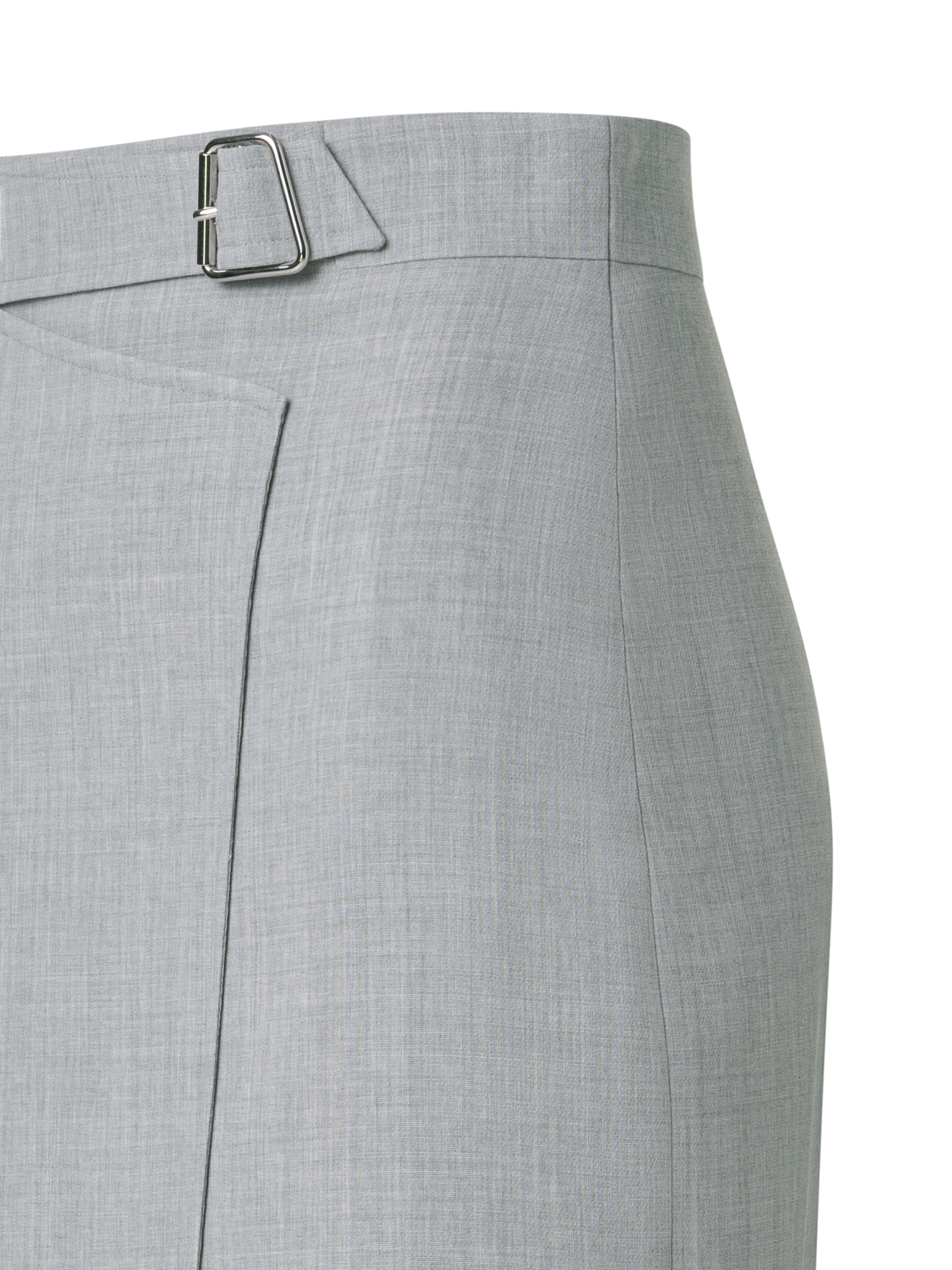 Designer Wool Double-Face Wrap Effect Pencil Skirt - grey