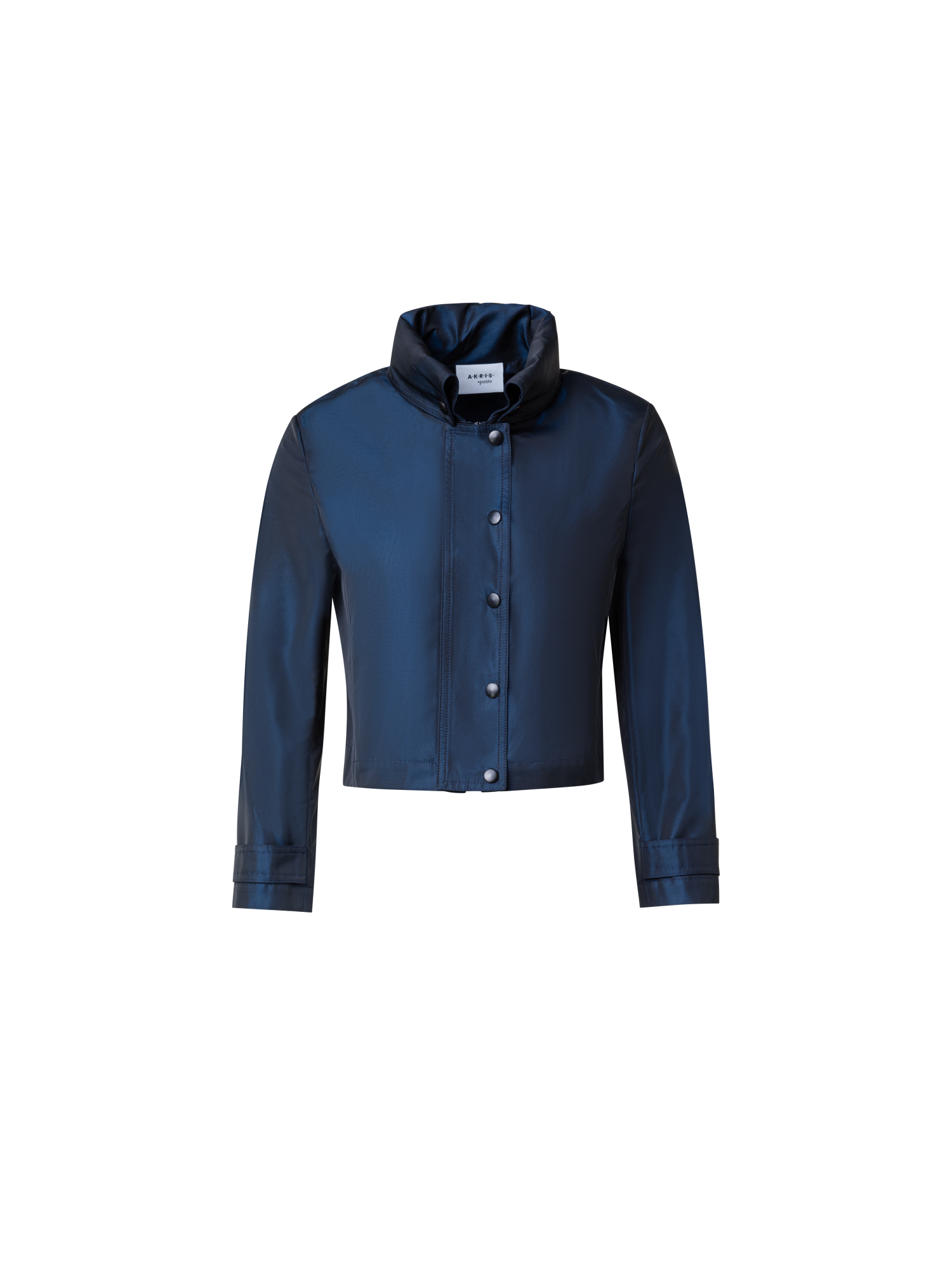 Designer Short Water Repellent Jacket with Hidden Hood - navy - blue