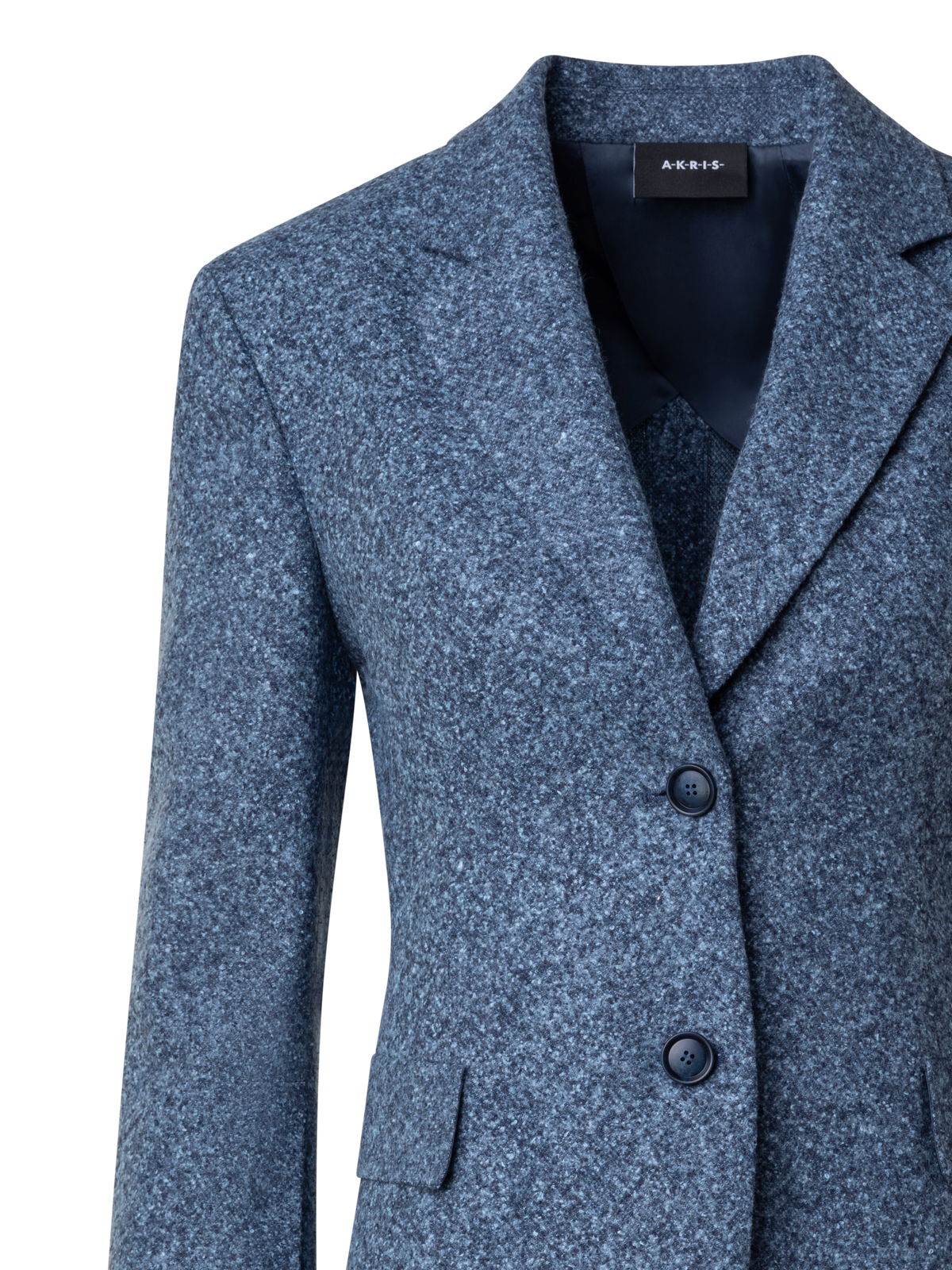 Designer Long Tweed Flannel Jacket in Cashmere Linen - grey