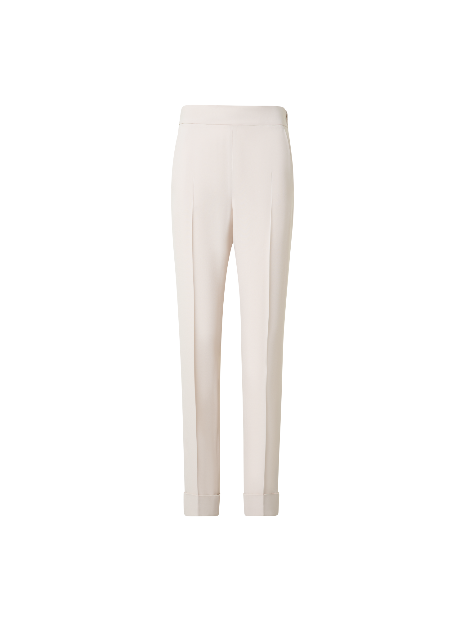 Designer Tapered Ankle Length Pants with Elastic Waist - neutral - ecru - beige - white
