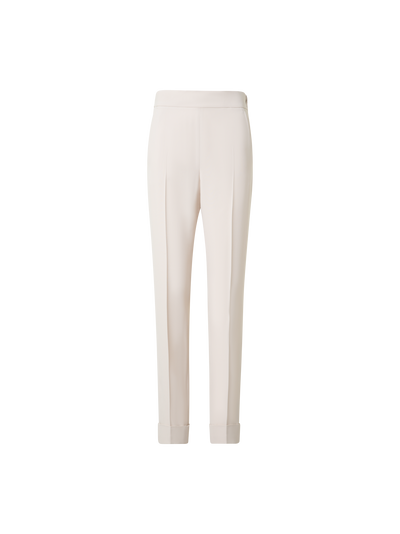 Designer Tapered Ankle Length Pants with Elastic Waist - neutral - ecru - beige - white