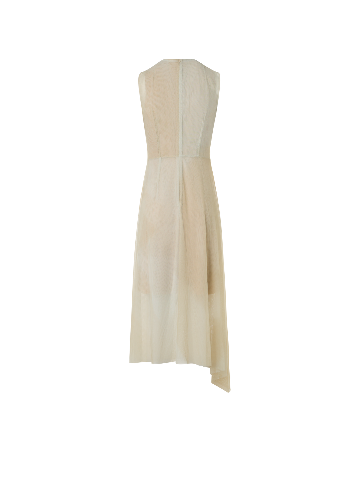 Designer Asymmetrical Tulle Dress in Chiaroscuro Print - neutral - beige