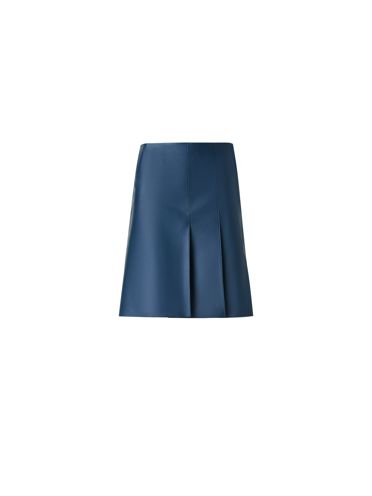 Designer Half-Pleated Leather Mini Skirt - neutral - navy - blue