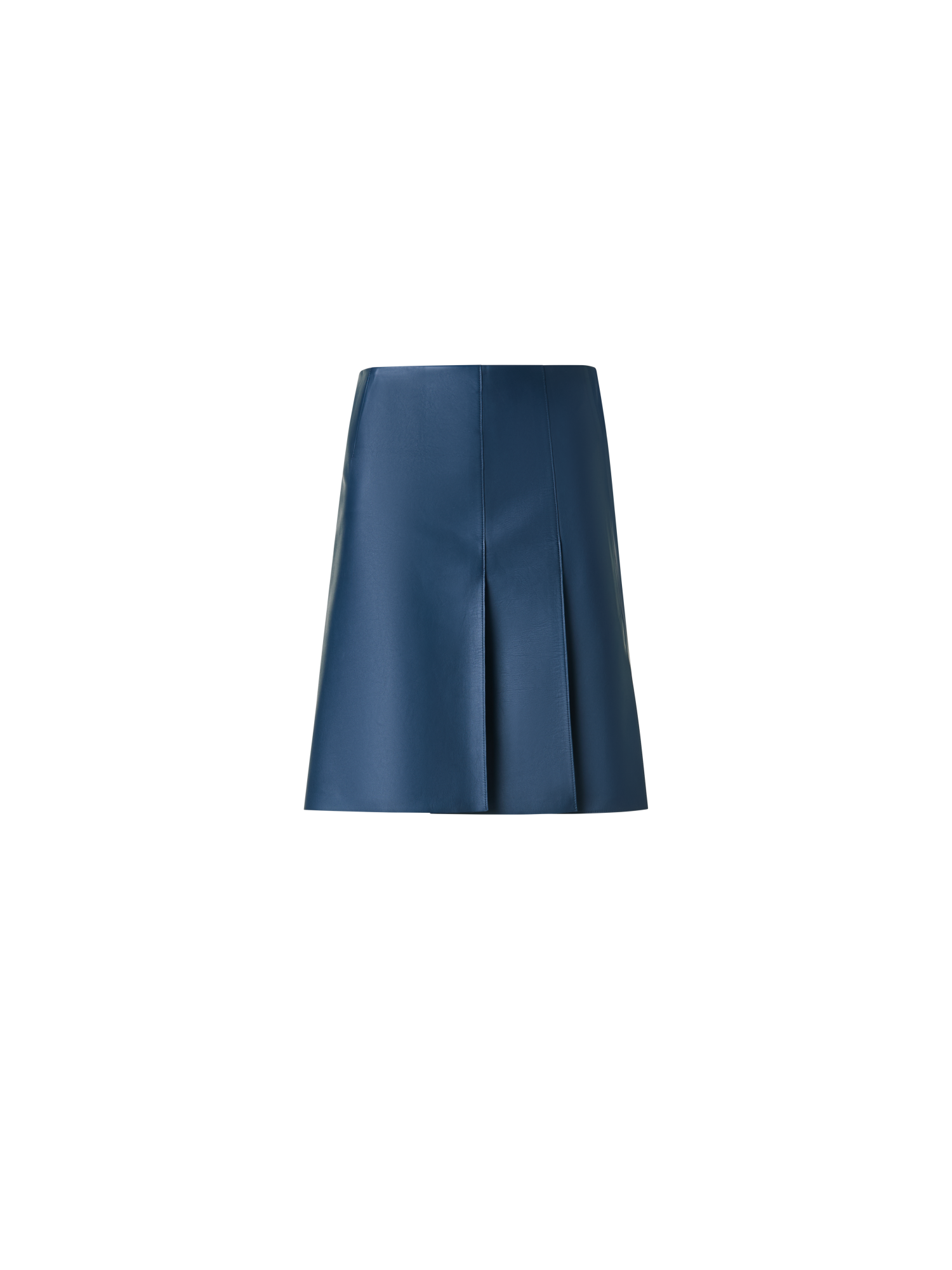 Designer Half-Pleated Leather Mini Skirt - neutral - navy - blue