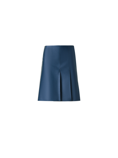 Designer Half-Pleated Leather Mini Skirt - neutral - navy - blue