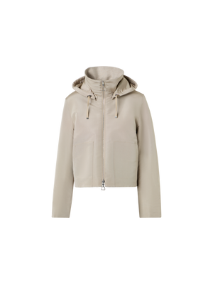 Designer Reversible Jacket in Cashmere Jersey to Silk - beige