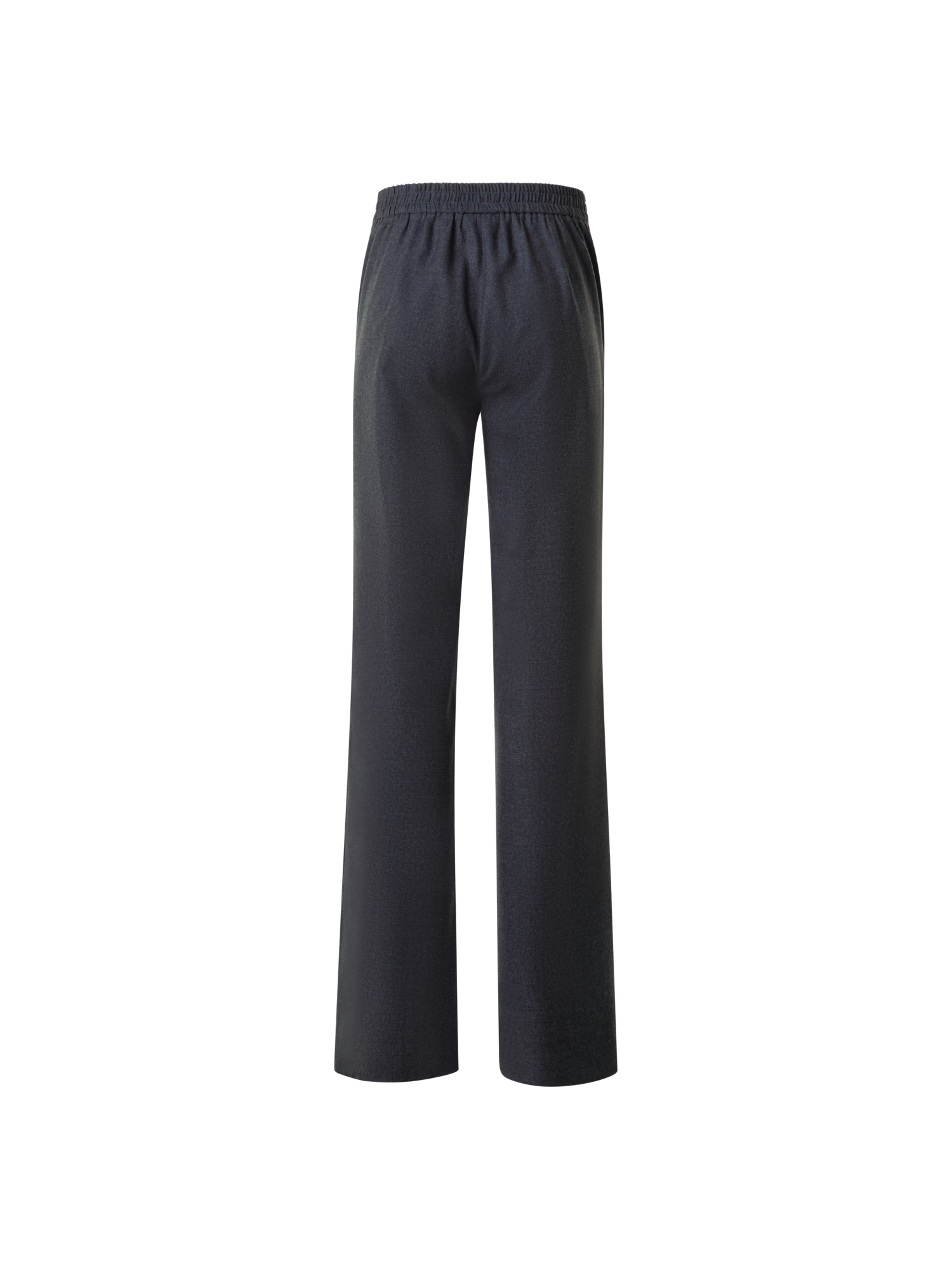 Designer Wide Straight Flannel Pants with Elastic Waist - neutral - grey