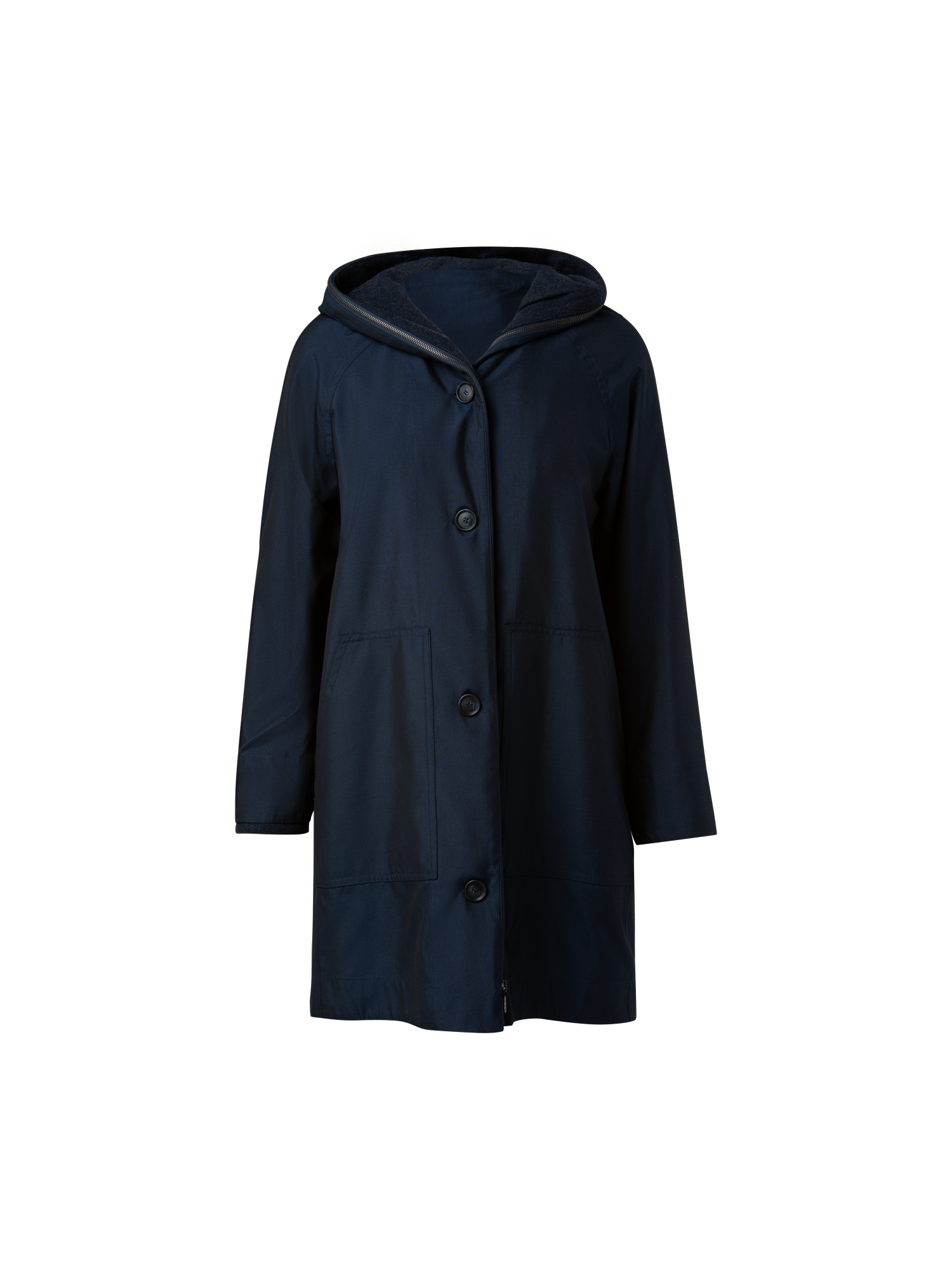 Designer Reversible Parka from Cashmere and Silk  - navy - blue
