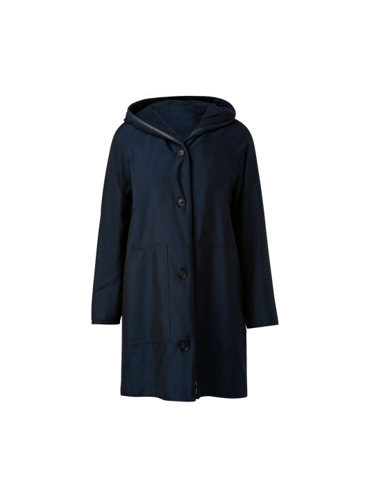 Designer Reversible Parka from Cashmere and Silk  - navy - blue