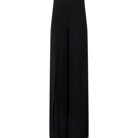 Fellia Wide-Flared-Leg Pants in Silk Georgette