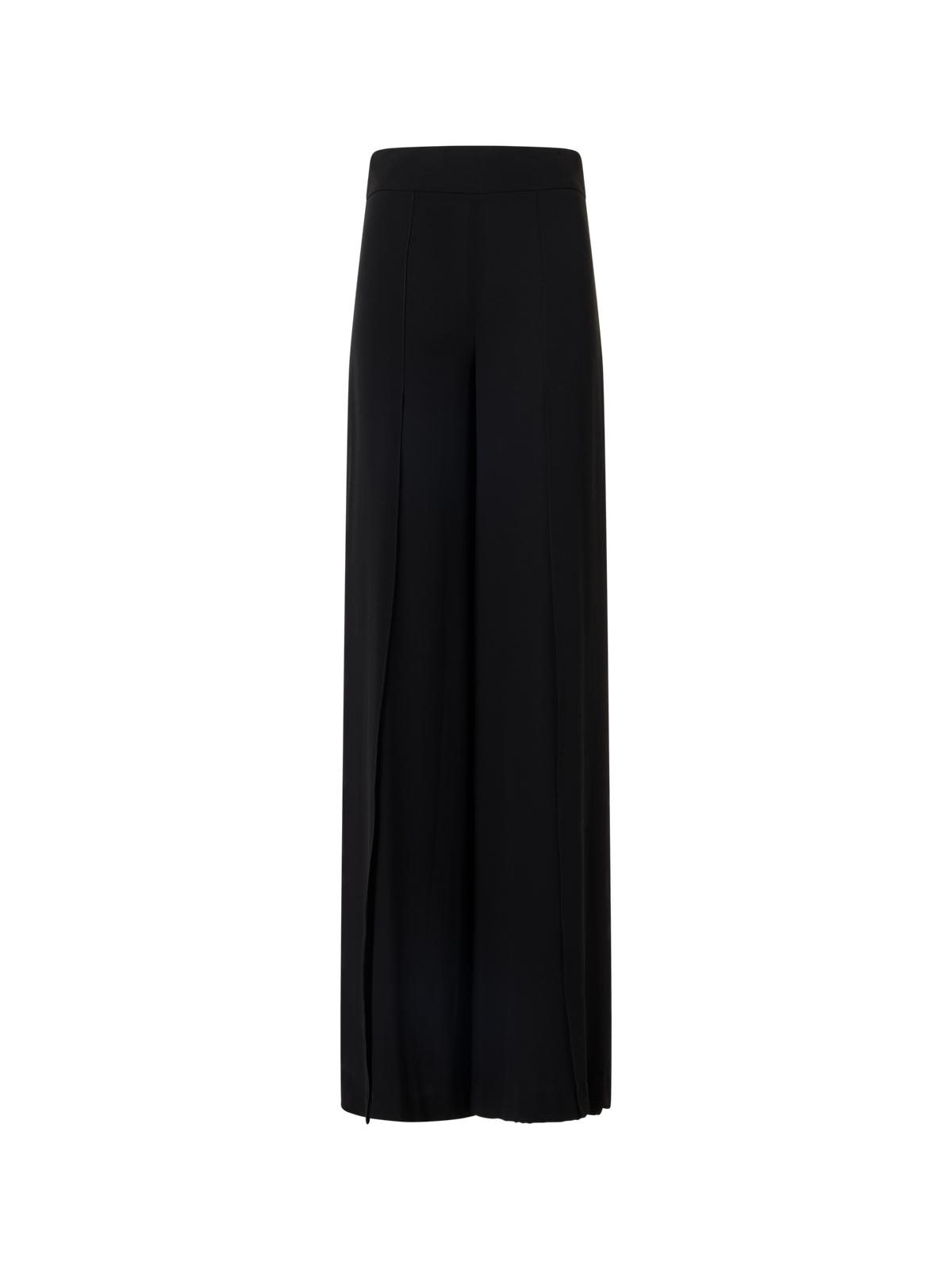 Designer Fellia Wide-Flared-Leg Pants in Silk Georgette - black