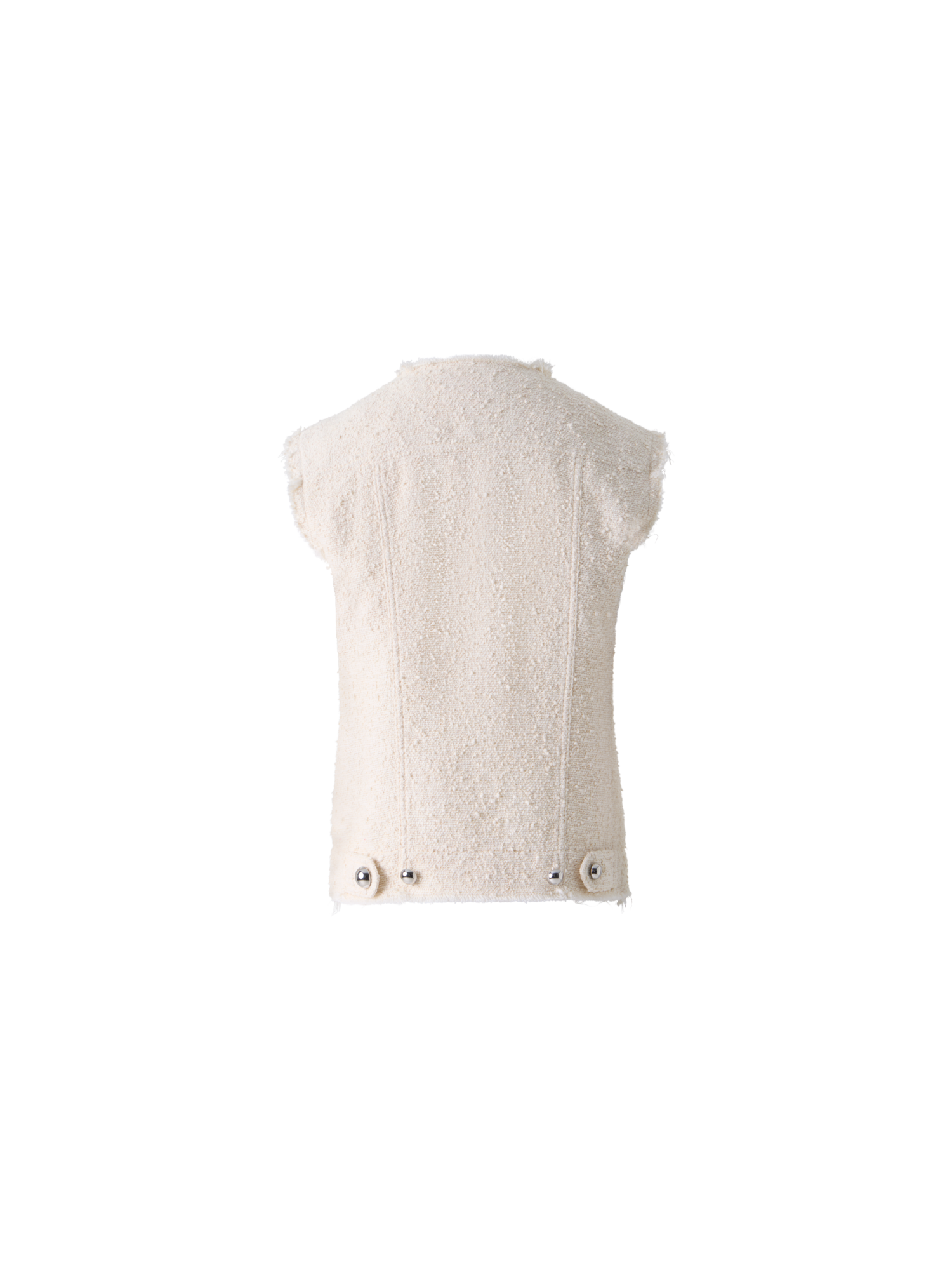 Designer Oversize Gilet in Summer Bouclé Cotton - ecru