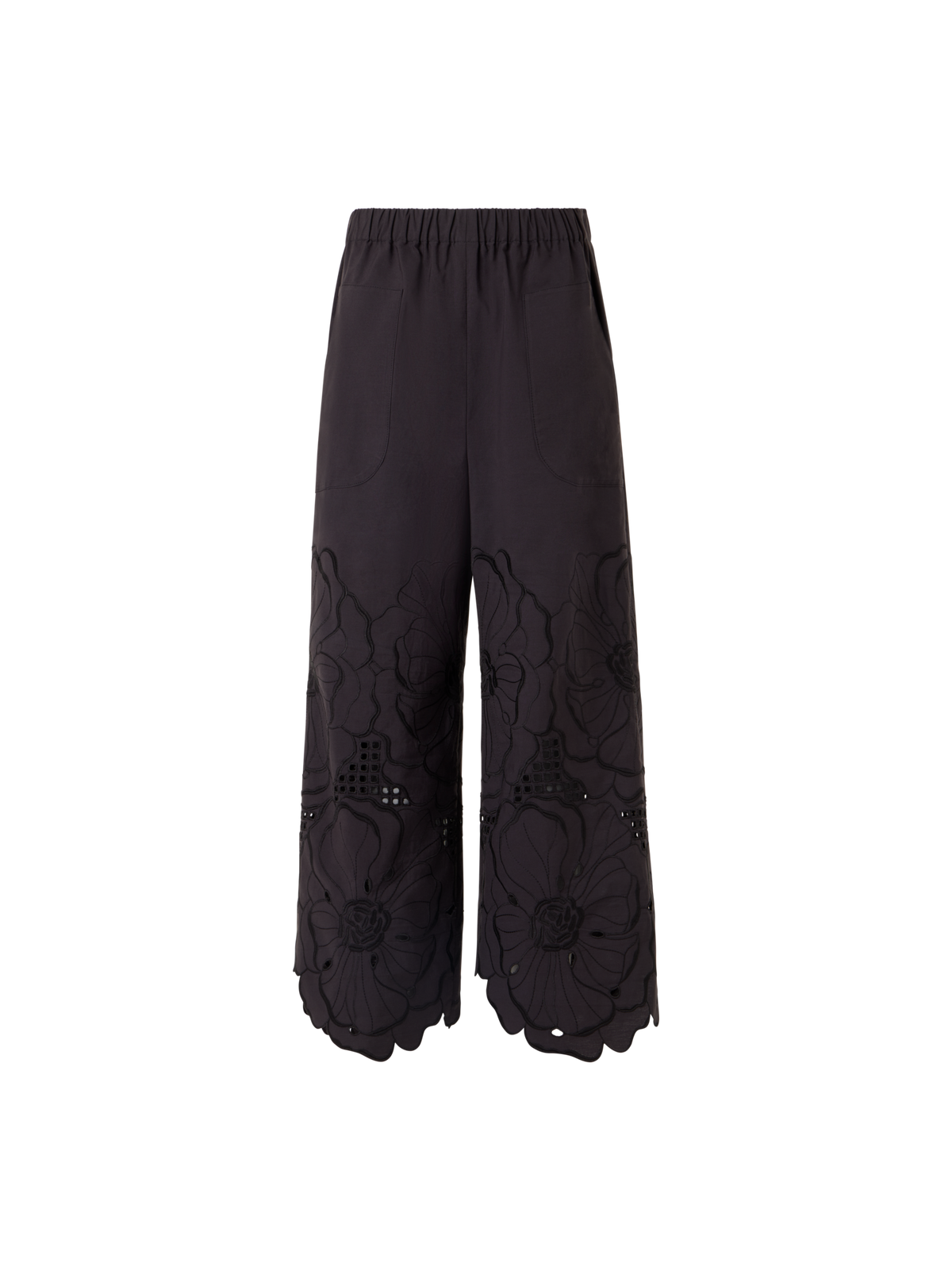 Designer Wide-Leg Pants Frey in Cotton Poplin - black