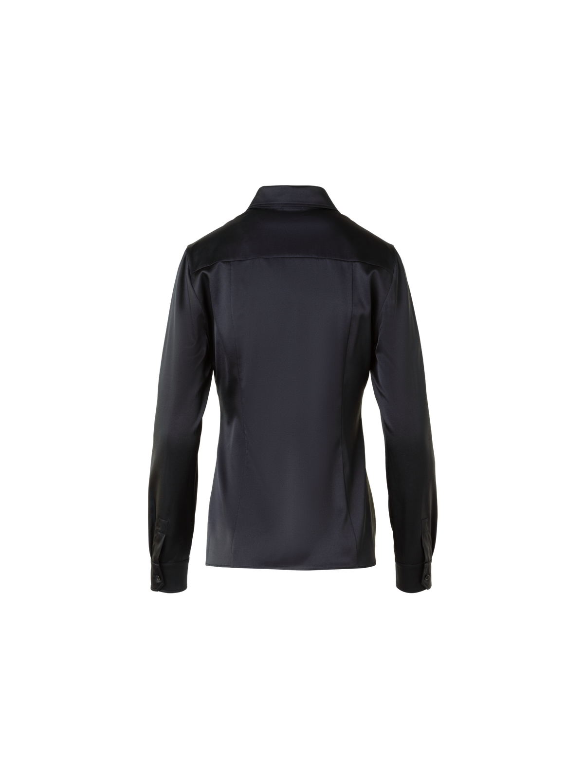 Designer Stretch Silk Satin Shirt Blouse - black - neutral