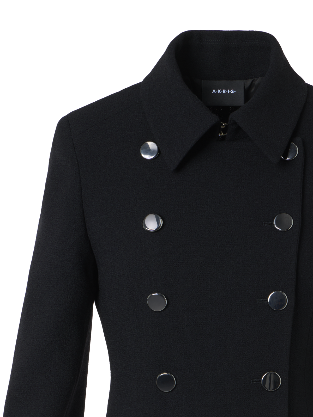 Designer Wool Crêpe Double-Face Short Jacket - black