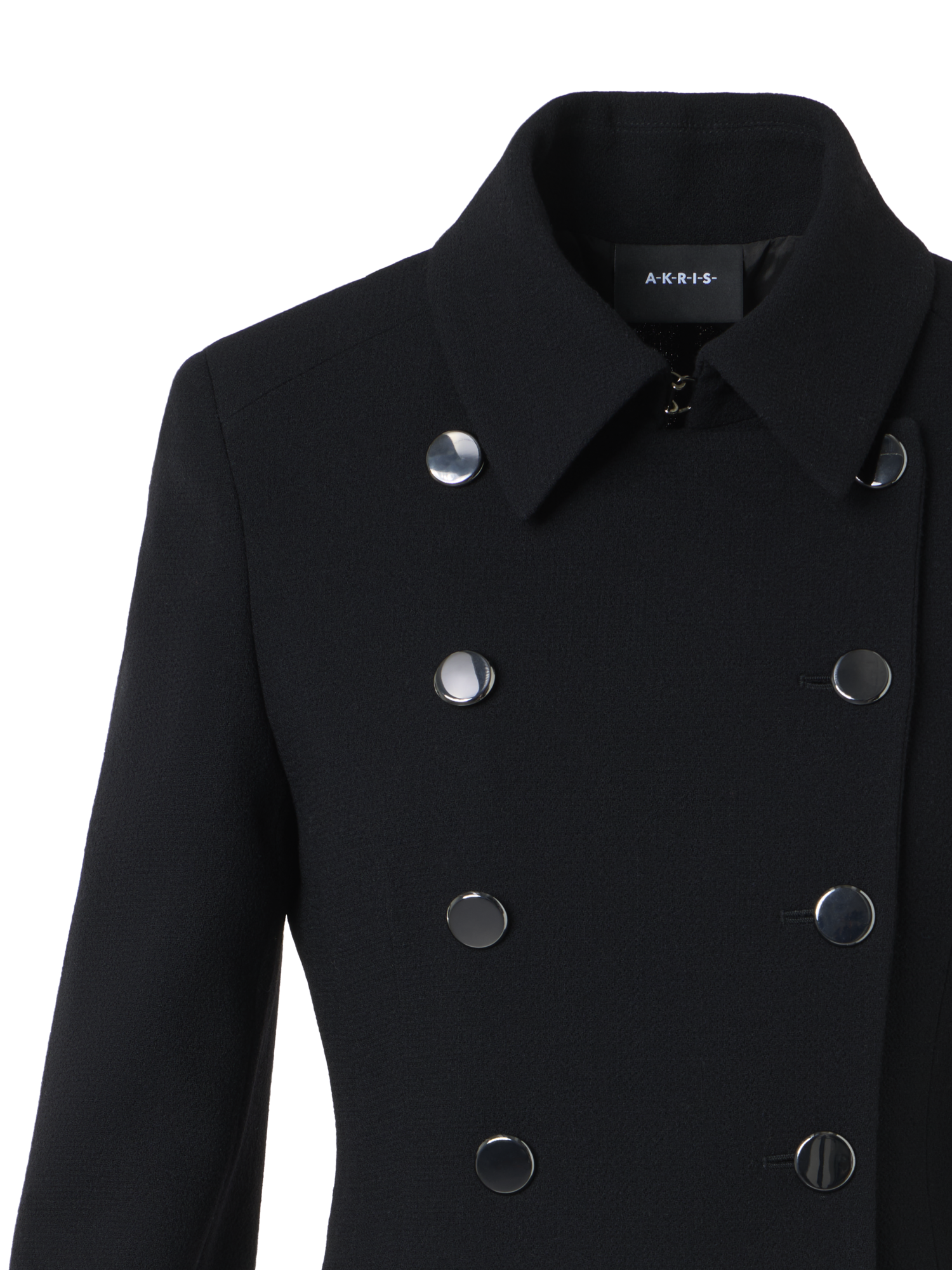 Designer Wool Crêpe Double-Face Short Jacket - black