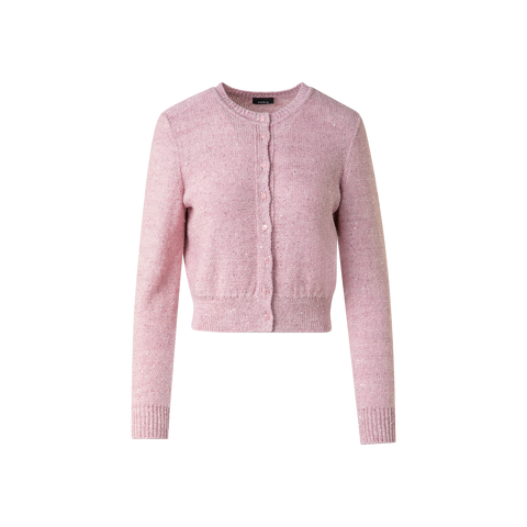 Leinen-Baumwoll-Cardigan mit Micro-Pailletten