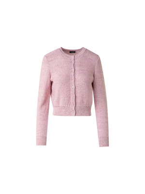 Designer Cardigan in Linen Cotton with Micro Sequins - pastel - pink