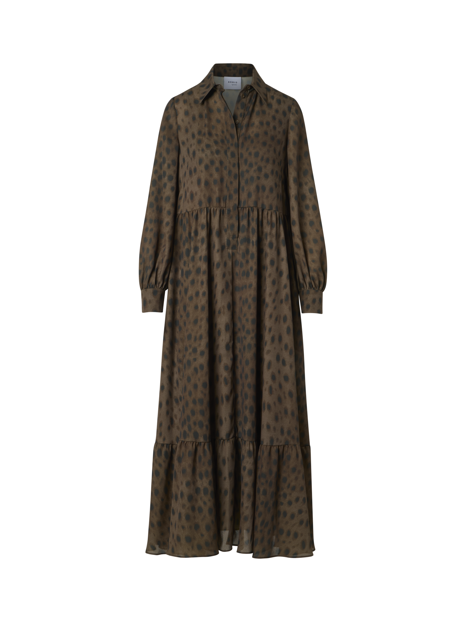 Designer Boho Midi Shirt Dress in Leopard Print - neutral - brown