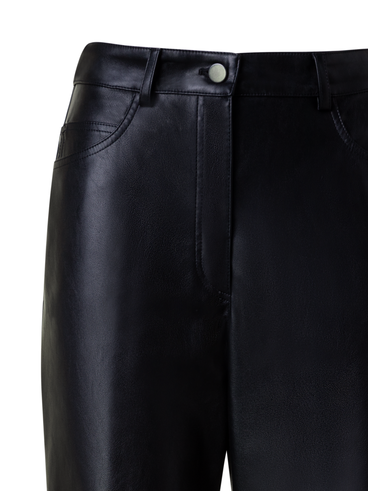 Designer Straight Faux Leather Pants - neutral - black