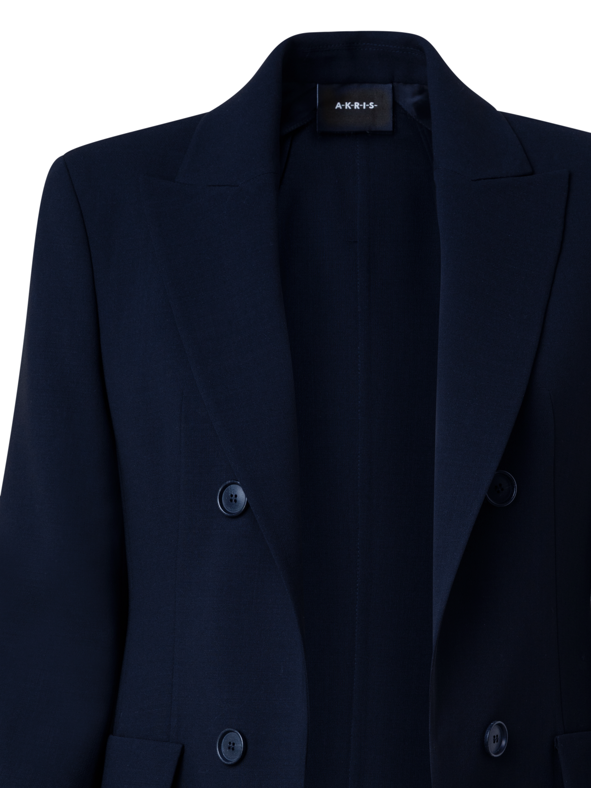 Designer Long Jacket in Wool Double-Face - navy - blue