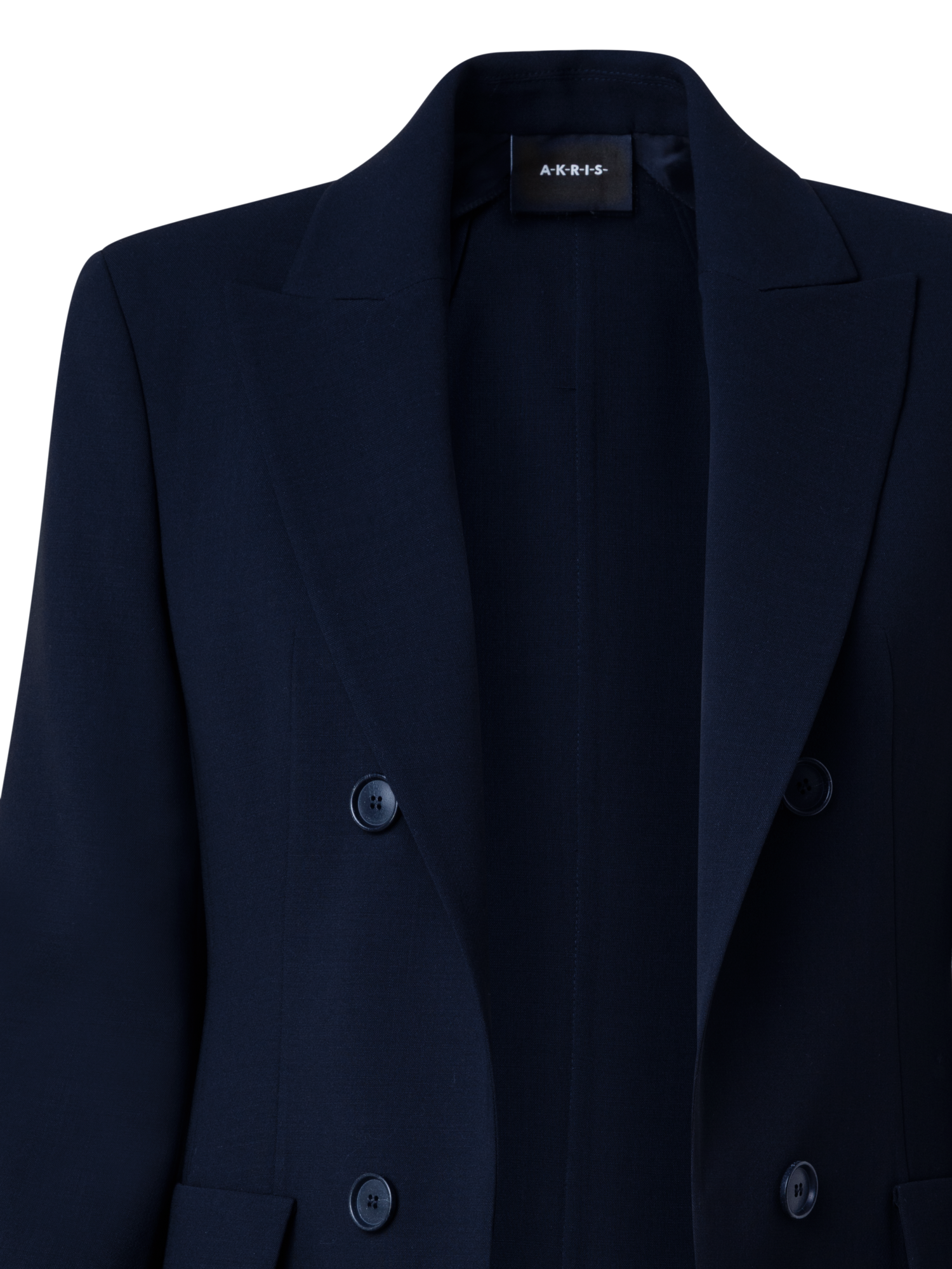 Designer Long Jacket in Wool Double-Face - navy - blue