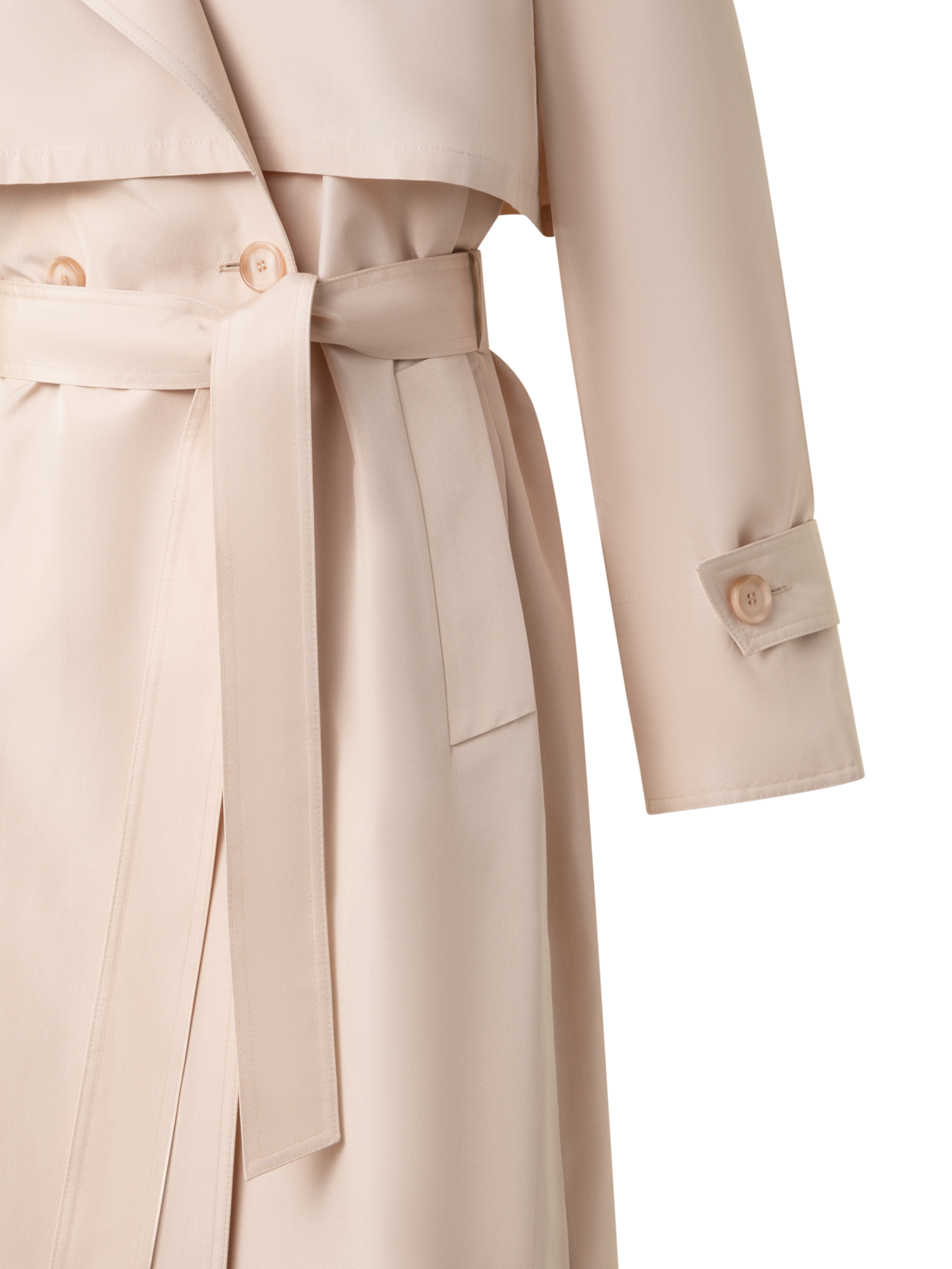 Designer Oversized Trench Coat in Silk Taffeta - neutral - pastel - beige