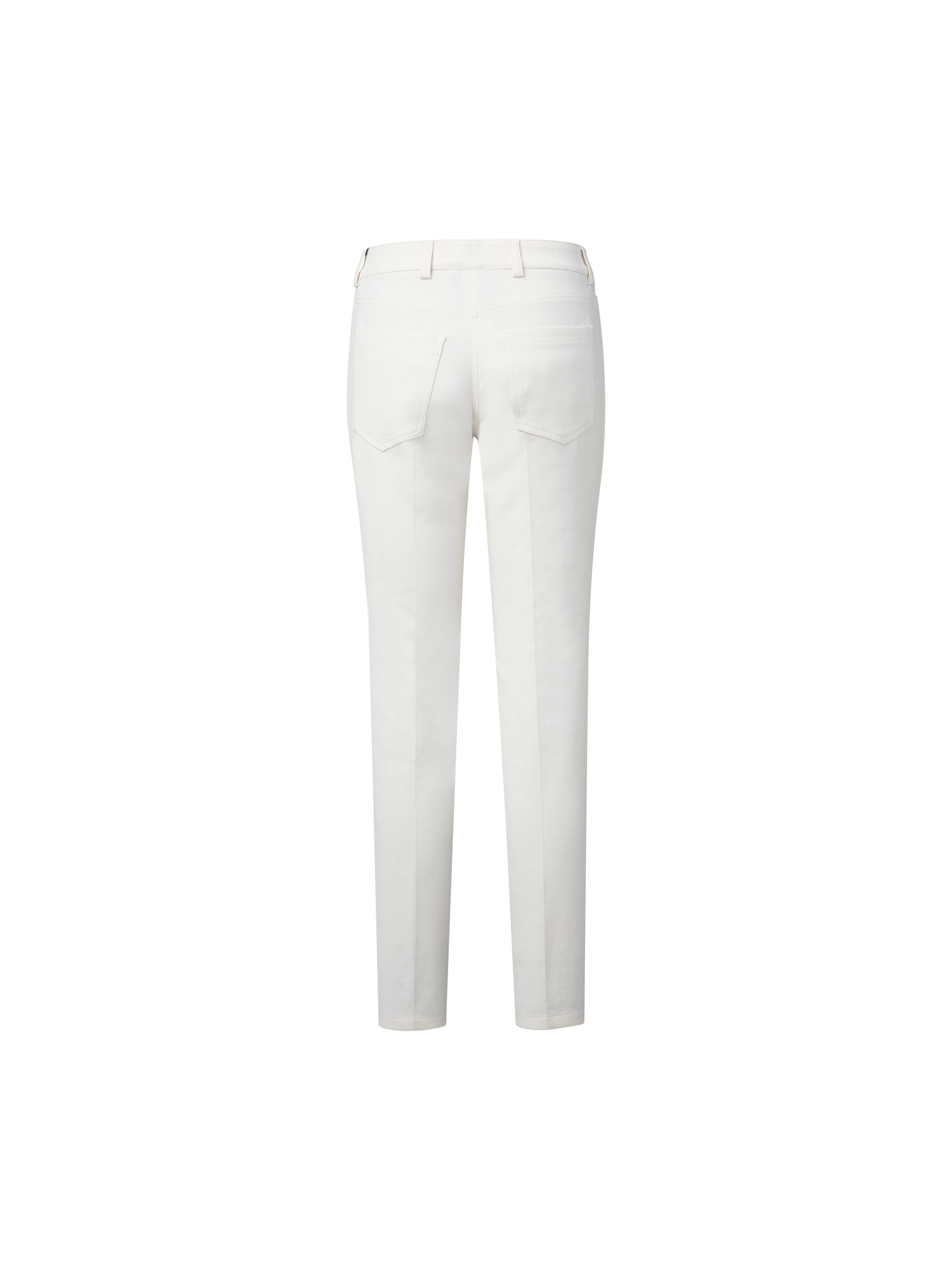 Designer Slim Cotton Denim Stretch Pants - ecru - white