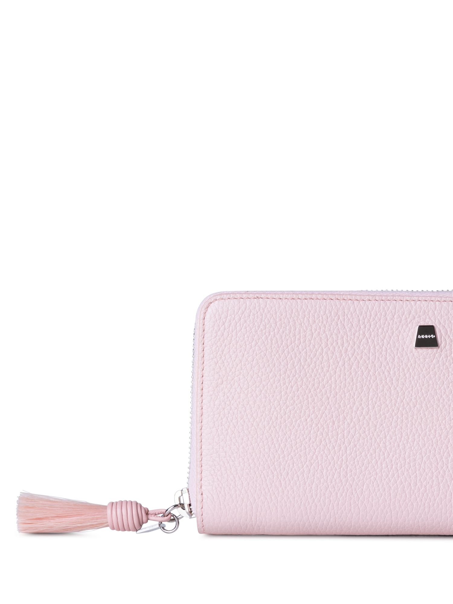 Designer Long Zip Around Wallet in Leather - pink