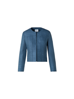 Designer Short Jacket in Indian Silk Ottoman - blue