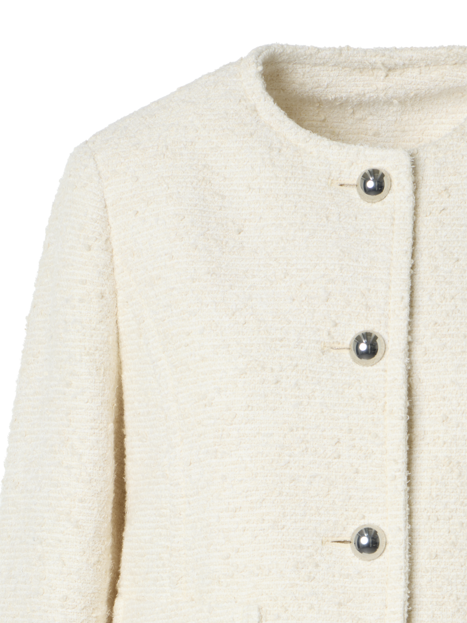 Designer Boxy Bouclé Cotton Summer Jacket - ecru