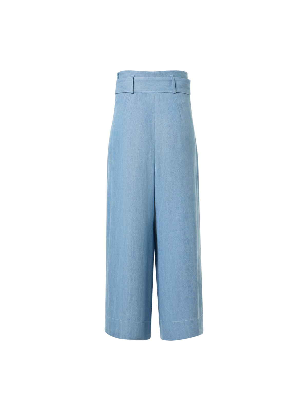 Designer Fiorella Wide Leg Pleated Culotte Denim Pants - blue