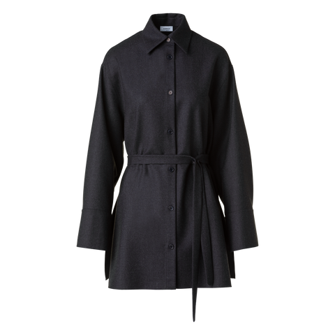 Oversized Wollflanell Tunika-Bluse