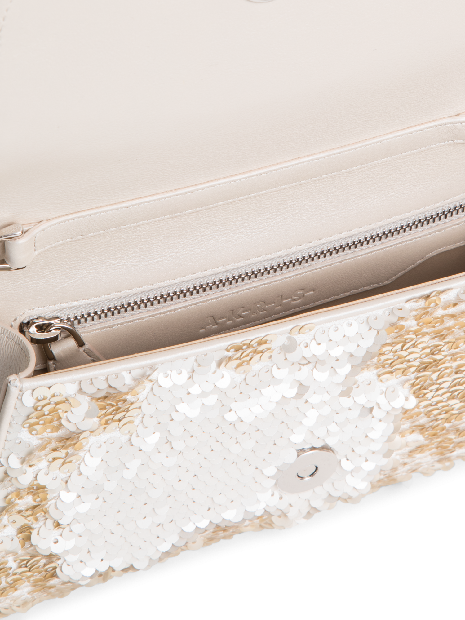 Designer Anouk Mini Trapezoid Clutch - gold - ecru - white