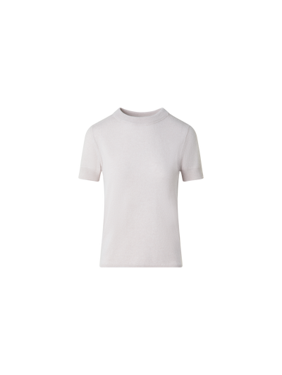 Designer Short Sleeve Pure Cashmere Knit Sweater - neutral - grey - beige