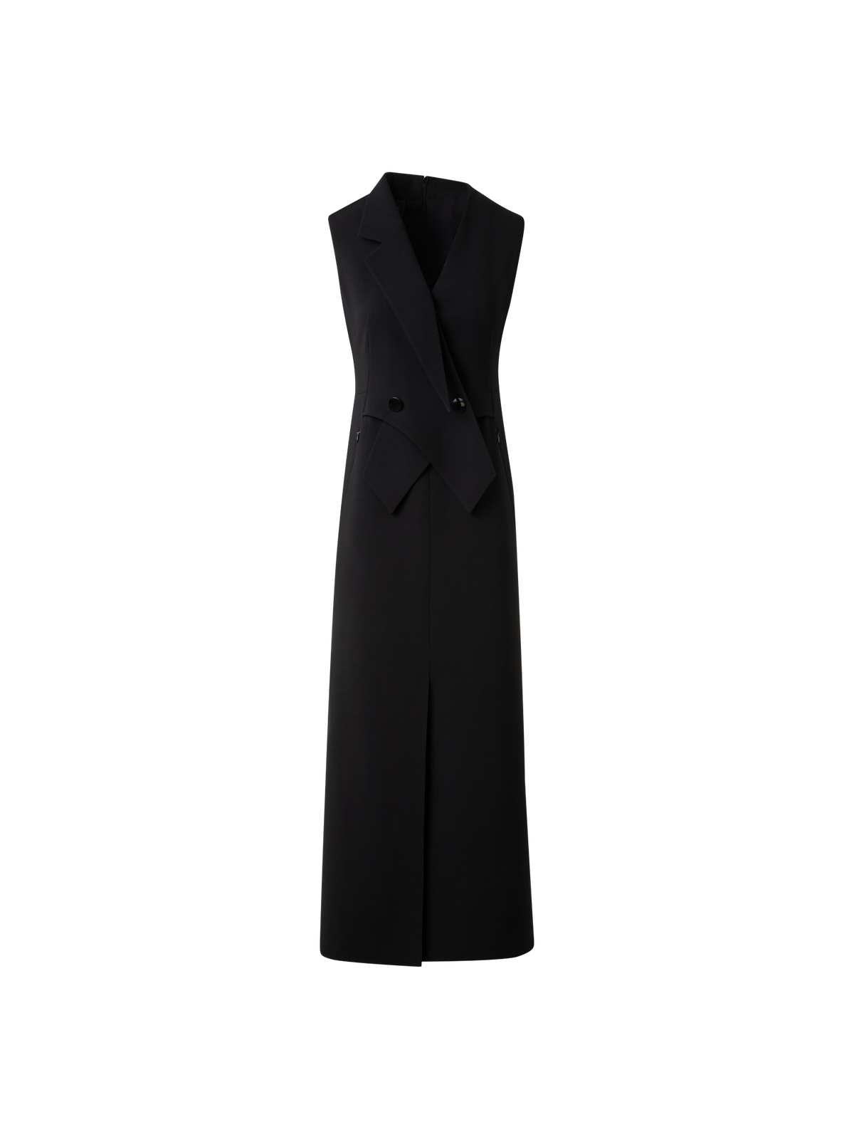 Designer Sleeveless Blazer Dress in Wool Double-Face - black