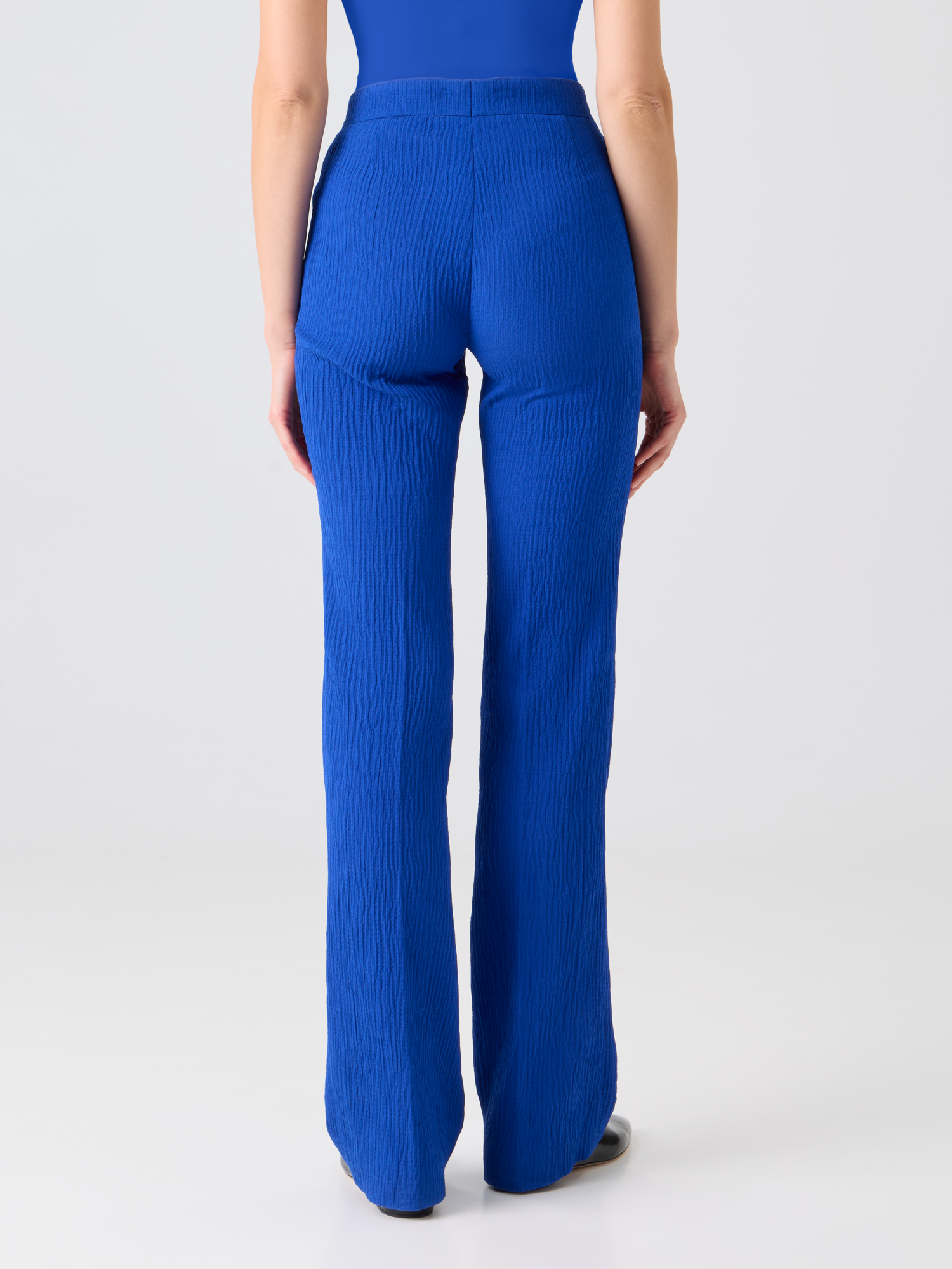 Designer Carl Straight Pants in Structured Cotton Silk - blue 
